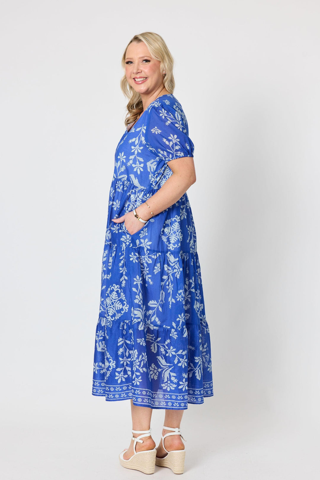 GORDON SMITH DRESS AZURE GARDEN PRINT DRESS - 50222GS