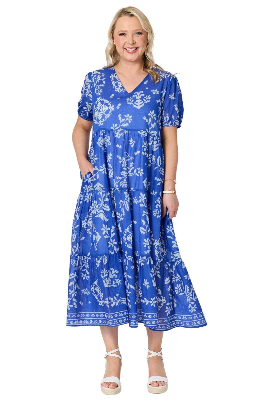GORDON SMITH DRESS AZURE GARDEN PRINT DRESS - 50222GS