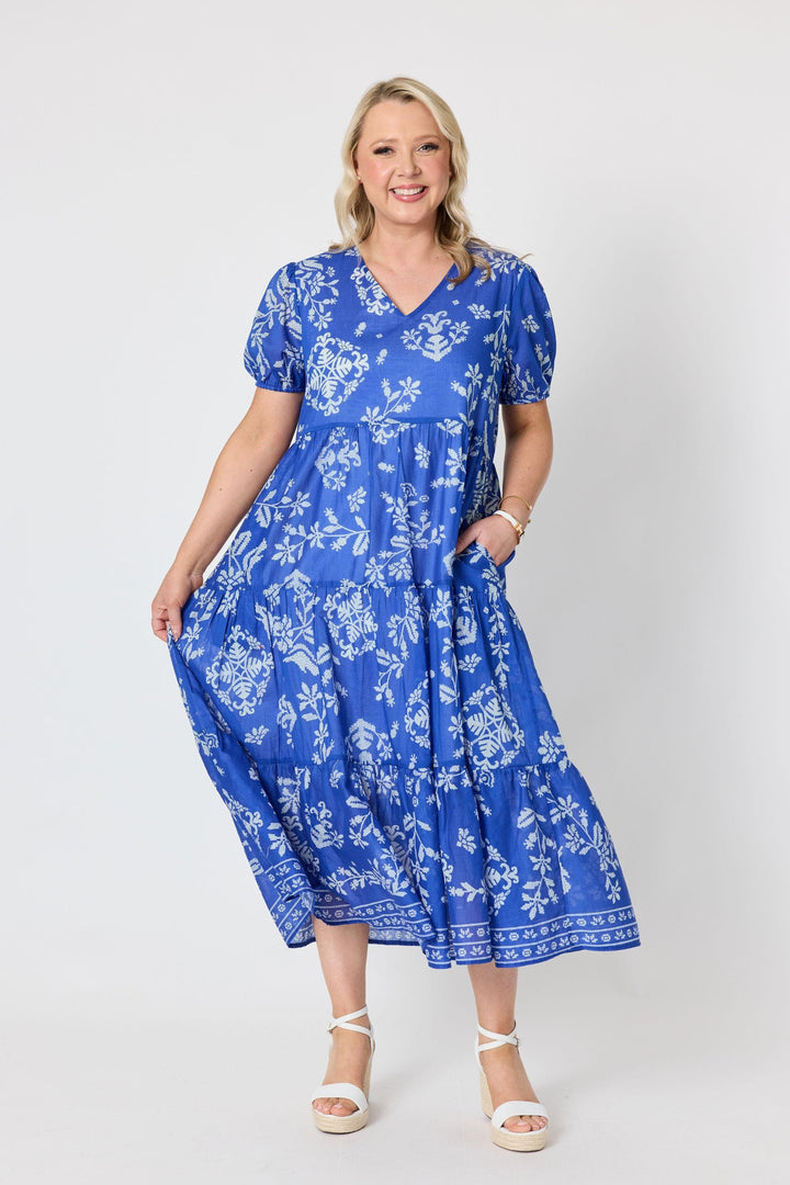 GORDON SMITH DRESS AZURE GARDEN PRINT DRESS - 50222GS