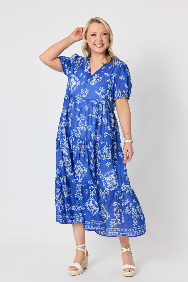 GORDON SMITH DRESS AZURE GARDEN PRINT DRESS - 50222GS