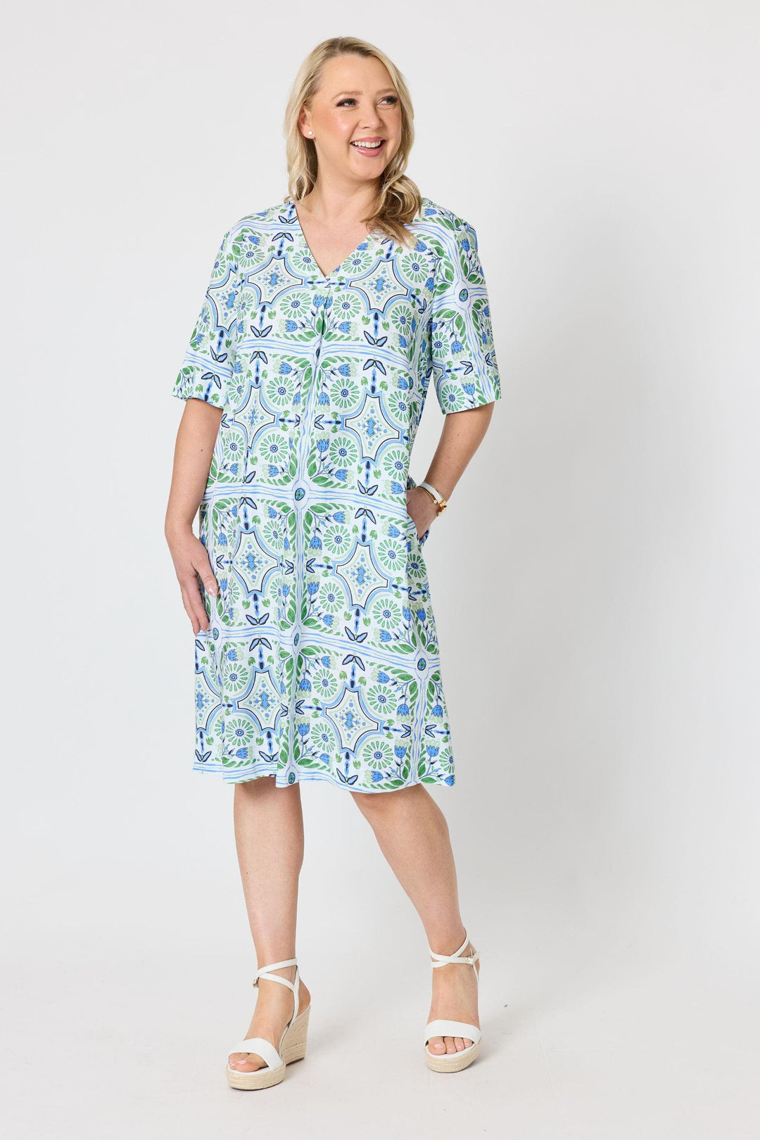 GORDON SMITH DRESS PALM BEACH PRINT DRESS - 49620GS