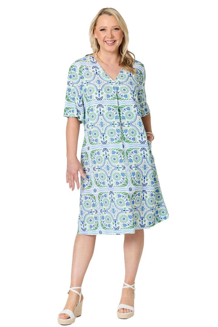 GORDON SMITH DRESS PALM BEACH PRINT DRESS - 49620GS