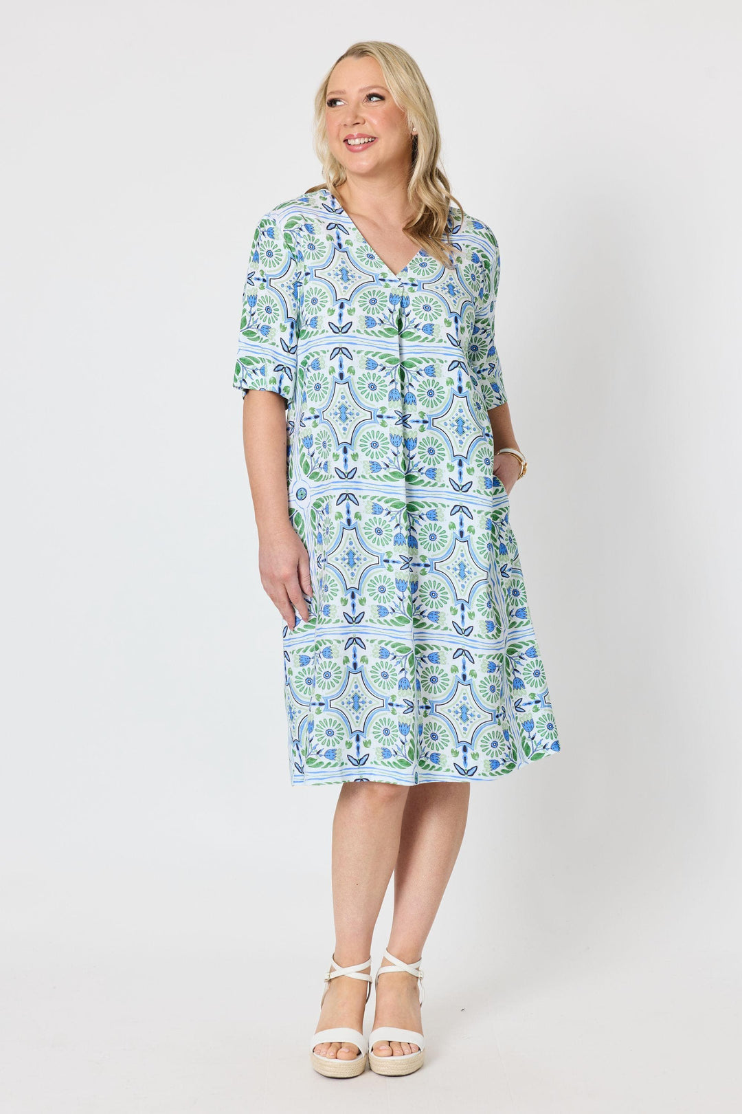 GORDON SMITH DRESS PALM BEACH PRINT DRESS - 49620GS