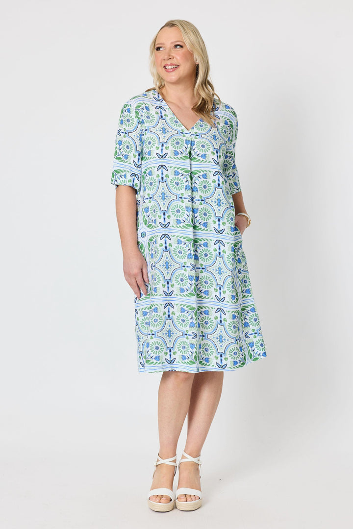 GORDON SMITH DRESS PALM BEACH PRINT DRESS - 49620GS