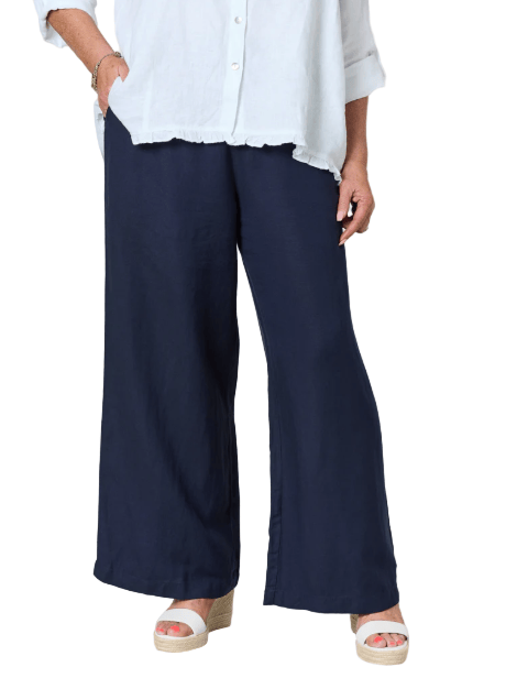 GORDON SMITH PANTS 8 / NAVY LINO WIDE LEG PANT - 47775GS