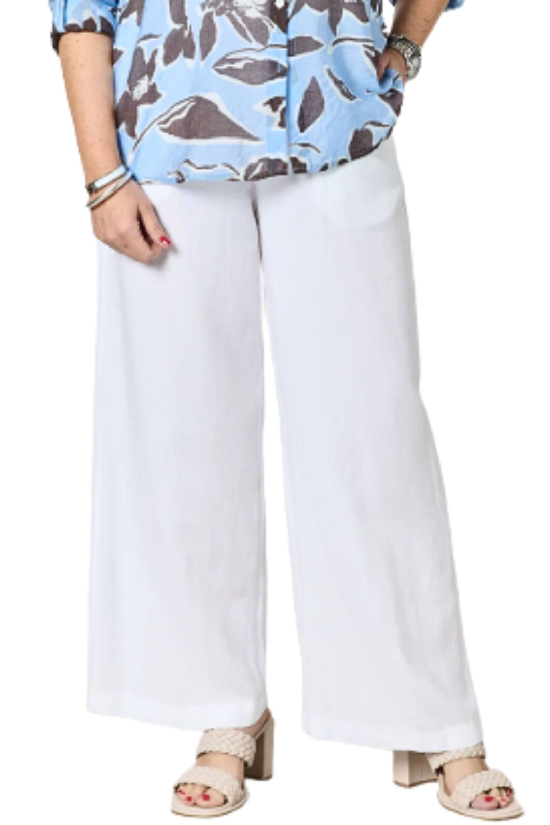 GORDON SMITH PANTS 8 / WHITE LINO WIDE LEG PANT - 47775GS