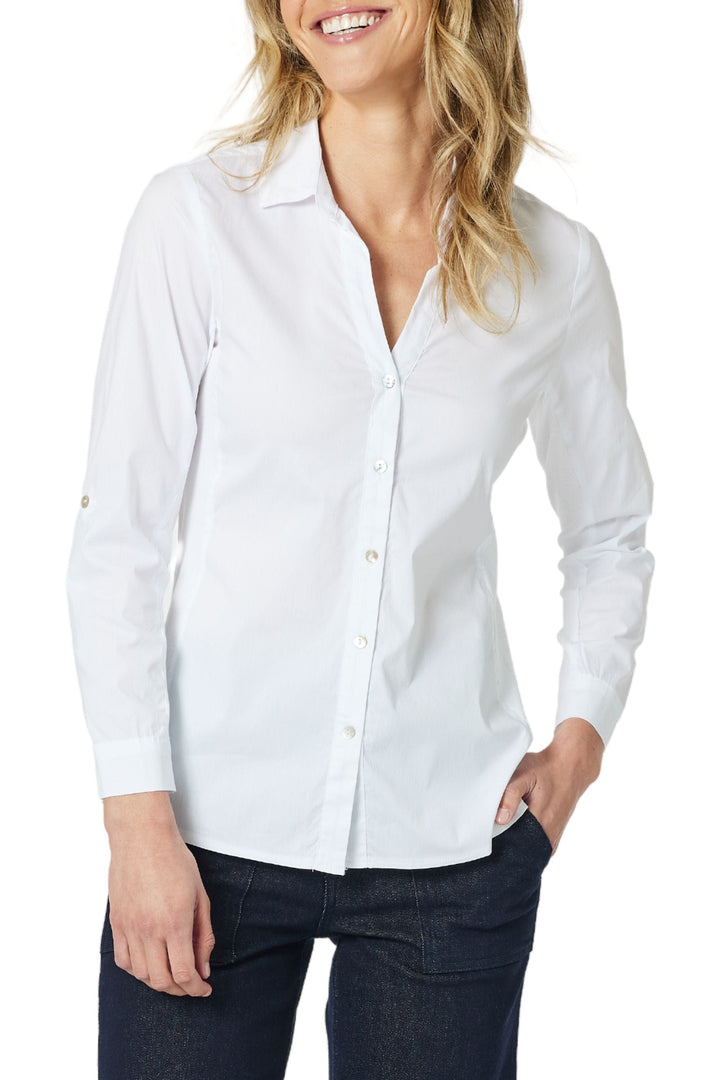 GORDON SMITH SHIRT 8 / WHITE EMMA RIB DETAIL SHIRT - 39952GS