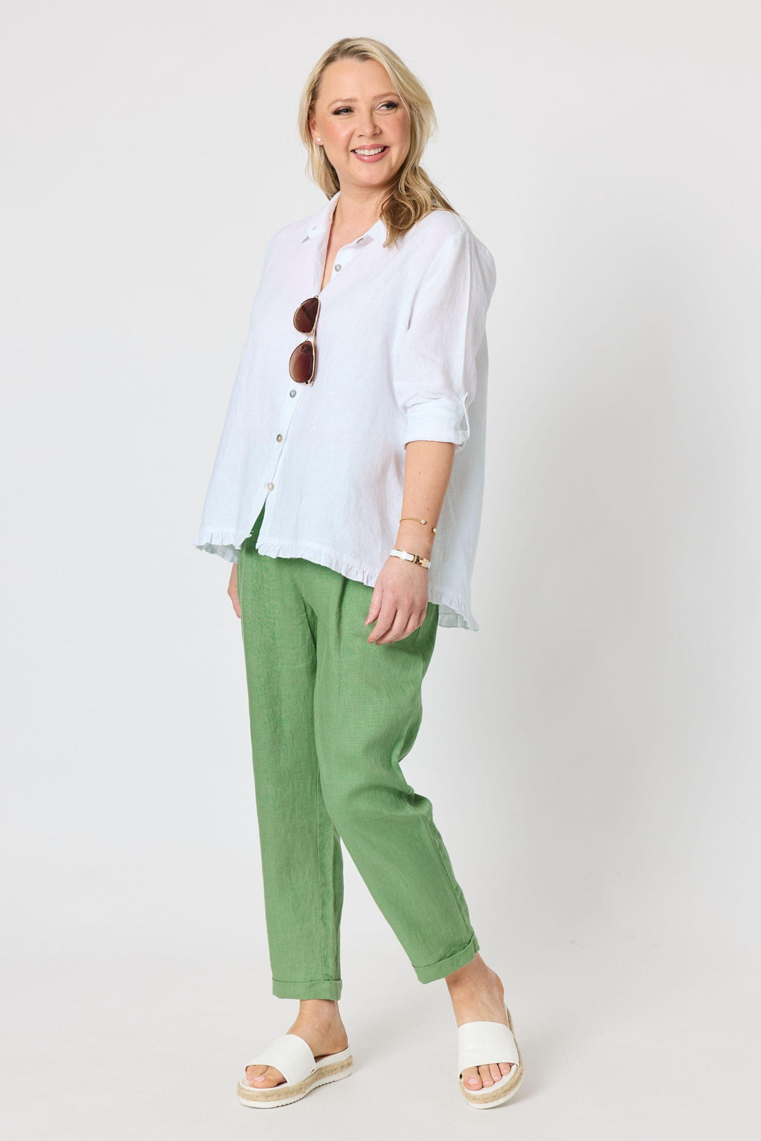 GORDON SMITH SHIRT MILLY RUFFLE HEM SHIRT - 49444GS