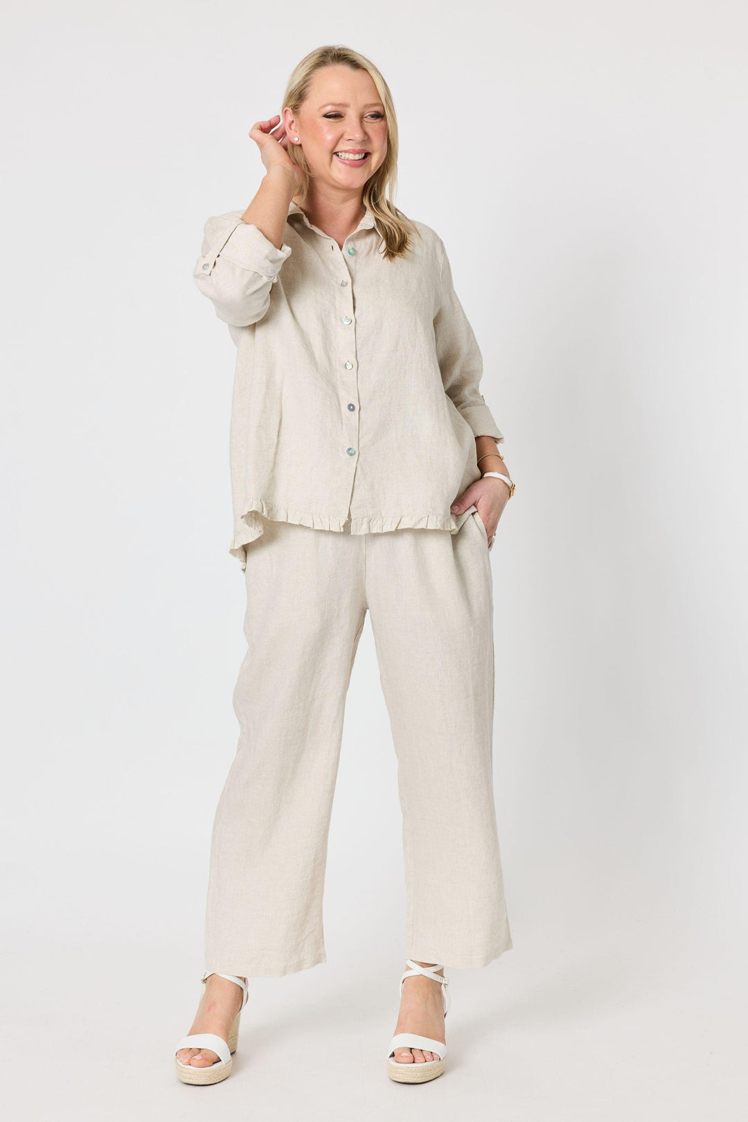 GORDON SMITH SHIRT MILLY RUFFLE HEM SHIRT - 49444GS