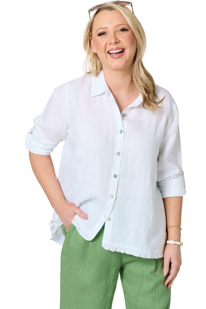 GORDON SMITH SHIRT MILLY RUFFLE HEM SHIRT - 49444GS