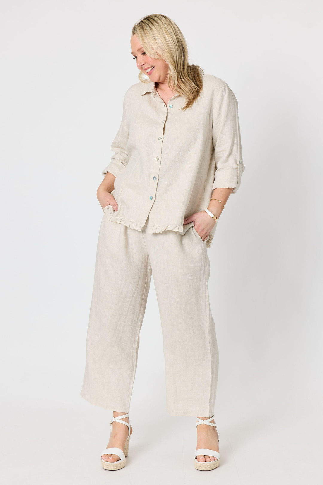 GORDON SMITH SHIRT MILLY RUFFLE HEM SHIRT - 49444GS