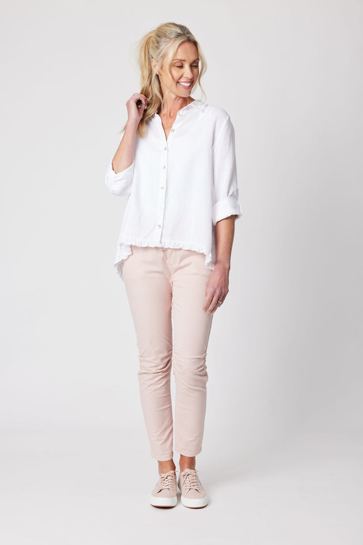 GORDON SMITH SHIRT RUFFLE HEM LINEN SHIRT - 41002GS