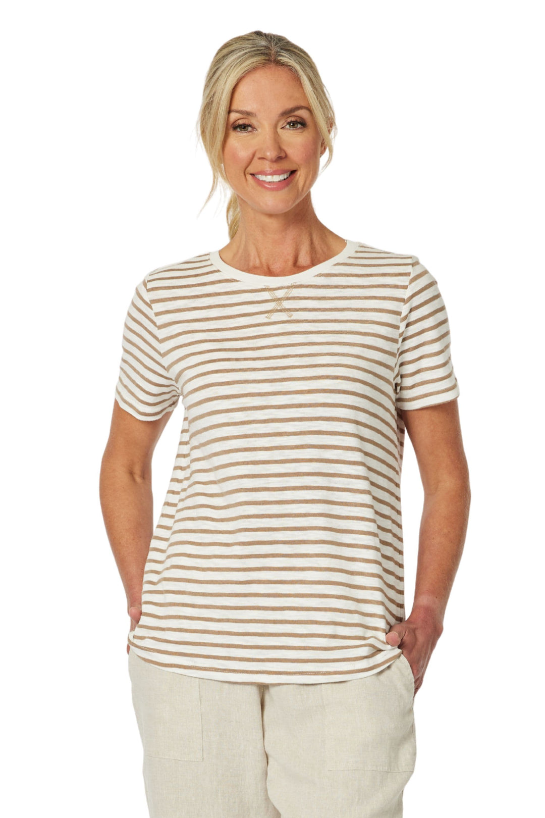 GORDON SMITH T-SHIRT XS / NATURAL CLASSIC STRIPE TEE - 45698GS