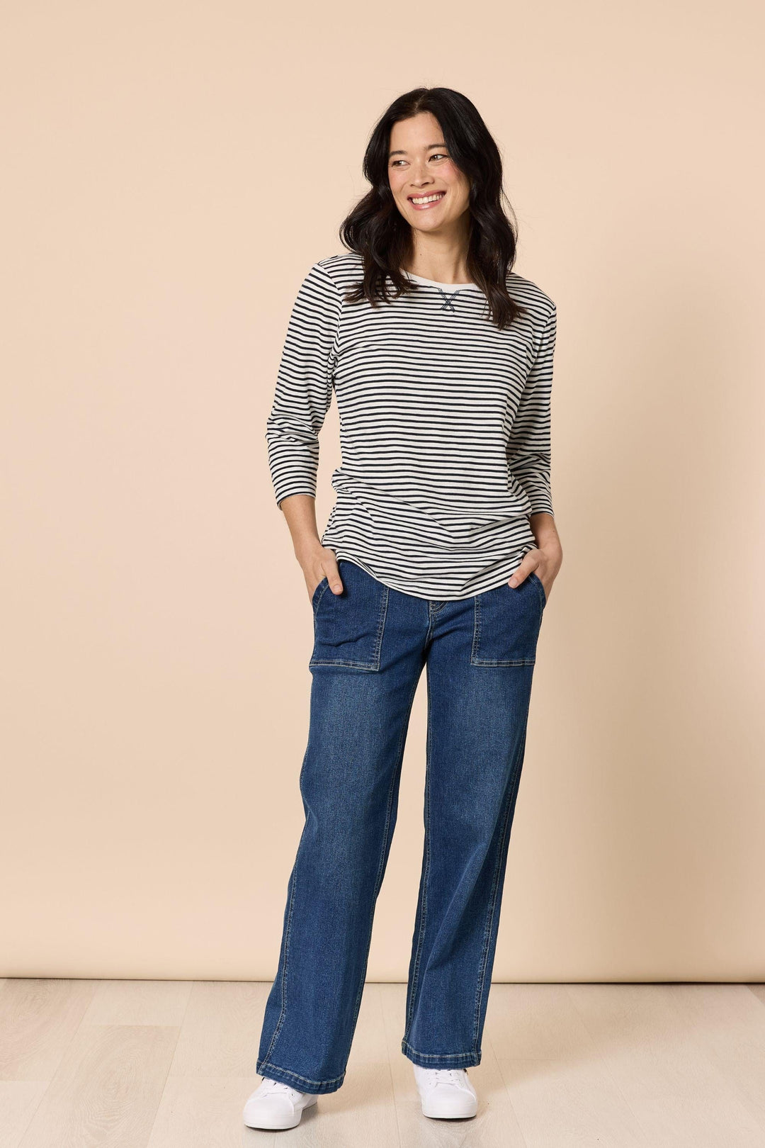 GORDON SMITH T-SHIRT XS / NAVY HARBOUR STRIPE TEE - 48949GS