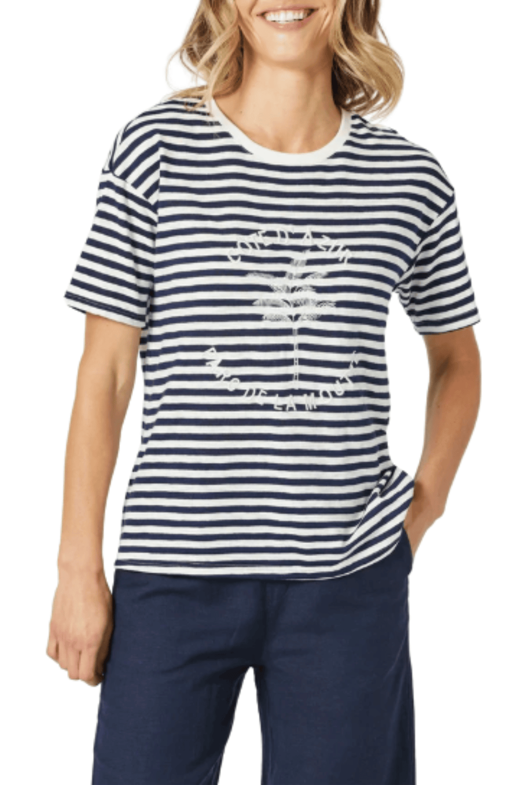 GORDON SMITH T-SHIRT XS / NAVY-WHITE COTE D AZUR STRIPE TEE - 48199GS