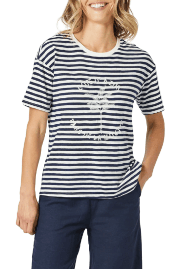 GORDON SMITH T-SHIRT XS / NAVY-WHITE COTE D AZUR STRIPE TEE - 48199GS