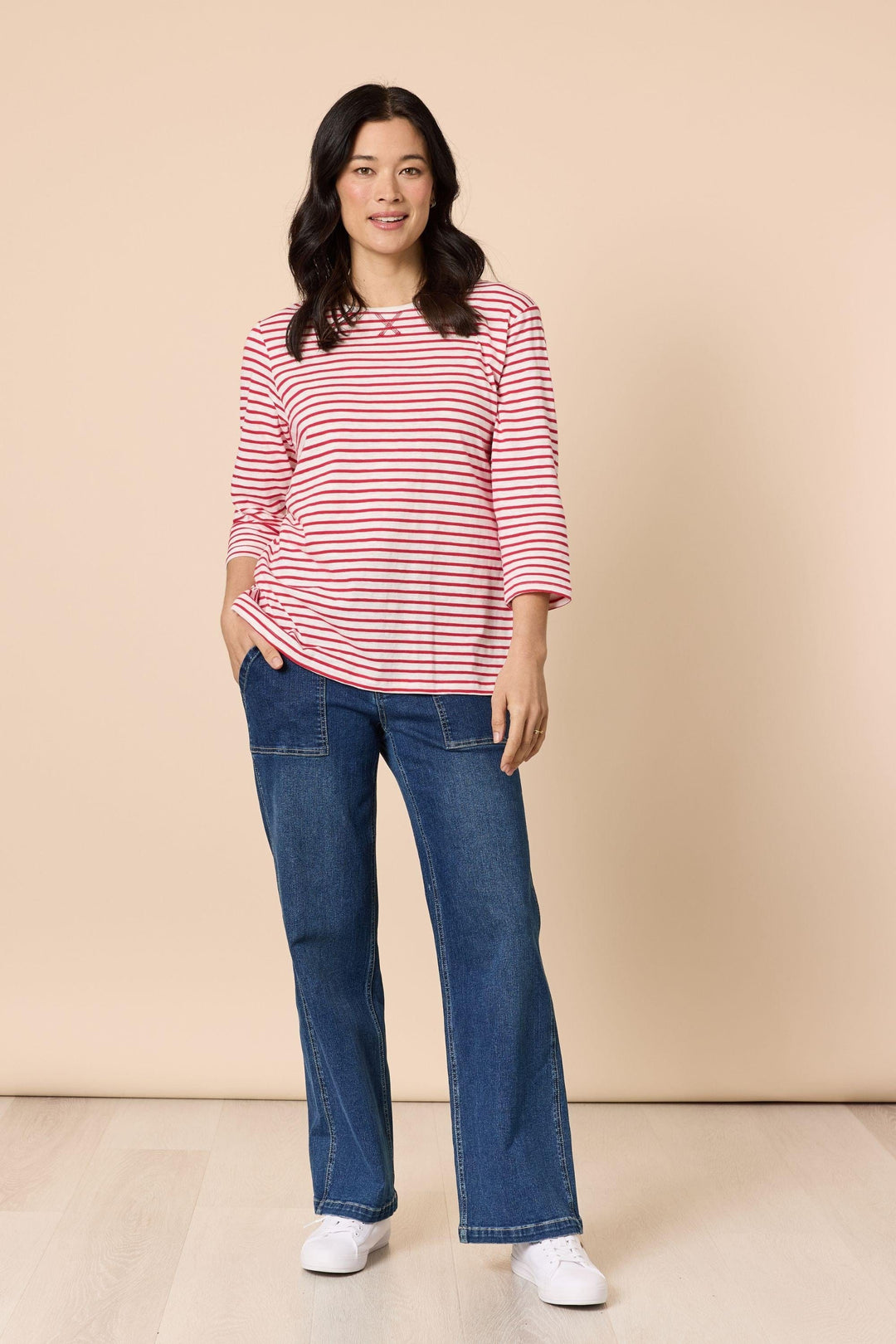 GORDON SMITH T-SHIRT XS / RED HARBOUR STRIPE TEE - 48949GS