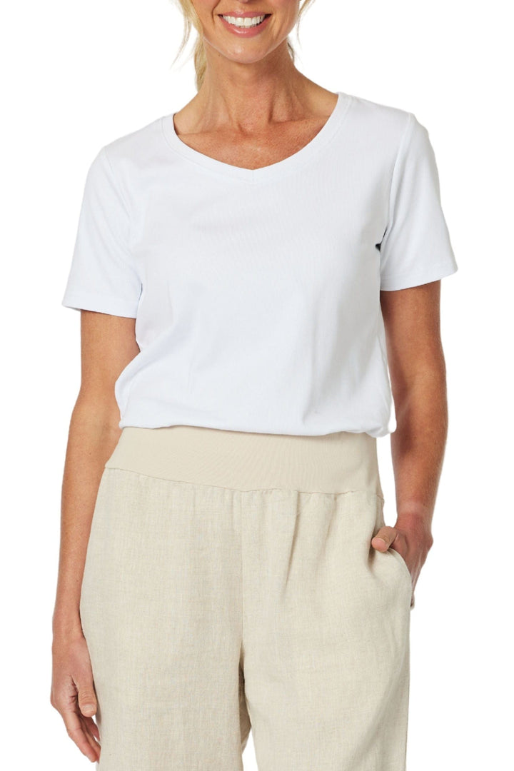 GORDON SMITH T-SHIRT XS / WHITE V NECKLINE TEE - 45995GS