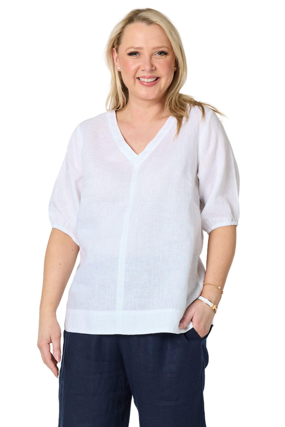 GORDON SMITH TOP ANNA LINEN TOP - 49447GS
