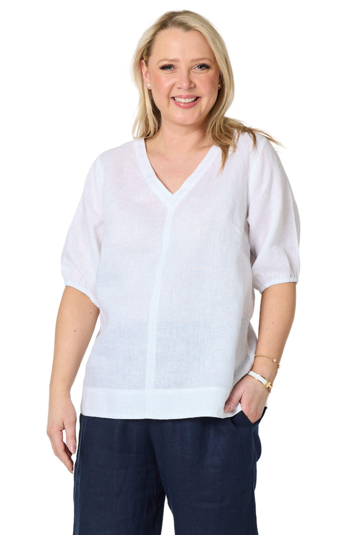 GORDON SMITH TOP ANNA LINEN TOP - 49447GS