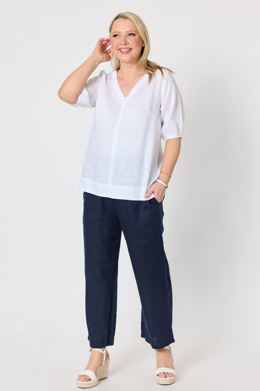 GORDON SMITH TOP ANNA LINEN TOP - 49447GS