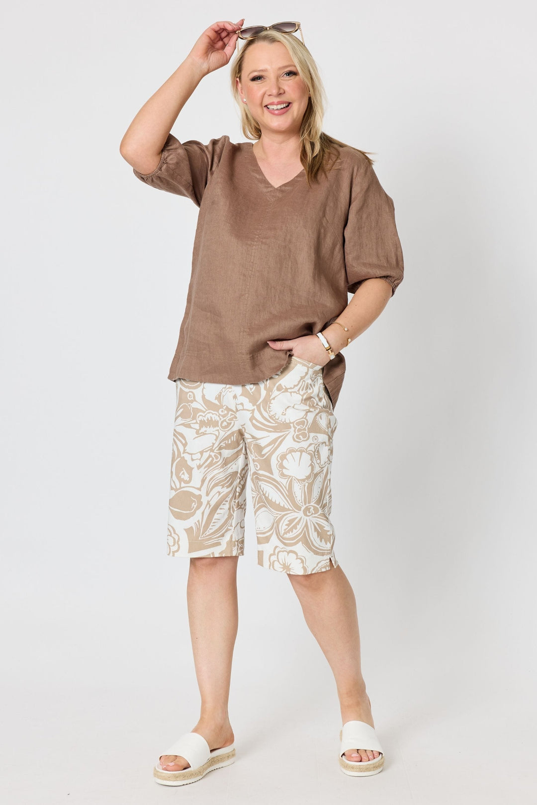 GORDON SMITH TOP ANNA LINEN TOP - 49447GS