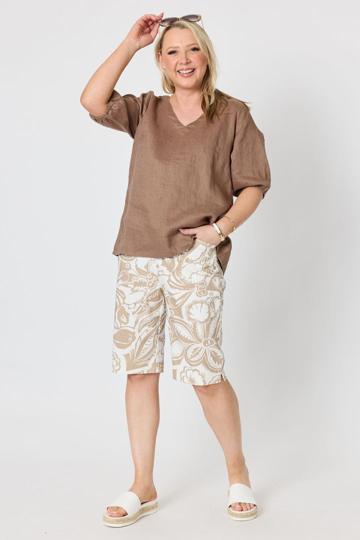 GORDON SMITH TOP ANNA LINEN TOP - 49447GS