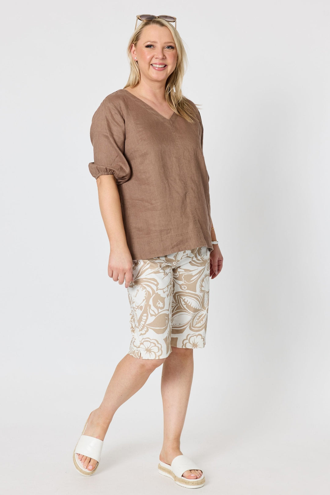 GORDON SMITH TOP ANNA LINEN TOP - 49447GS