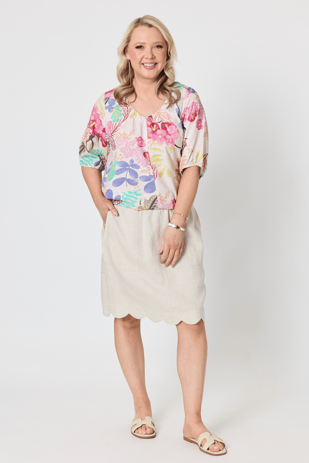 GORDON SMITH TOP DESERT ROSE PRINT TOP - 49480GS