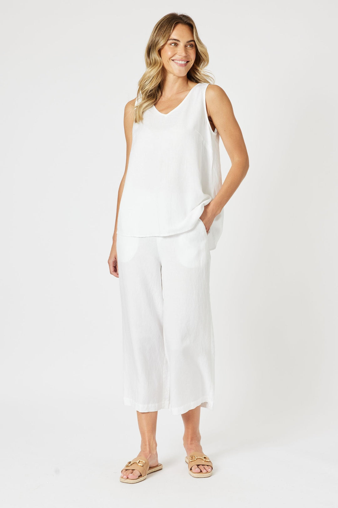 GORDON SMITH TOP LINO BUTTON BACK CAMI - 48122GS