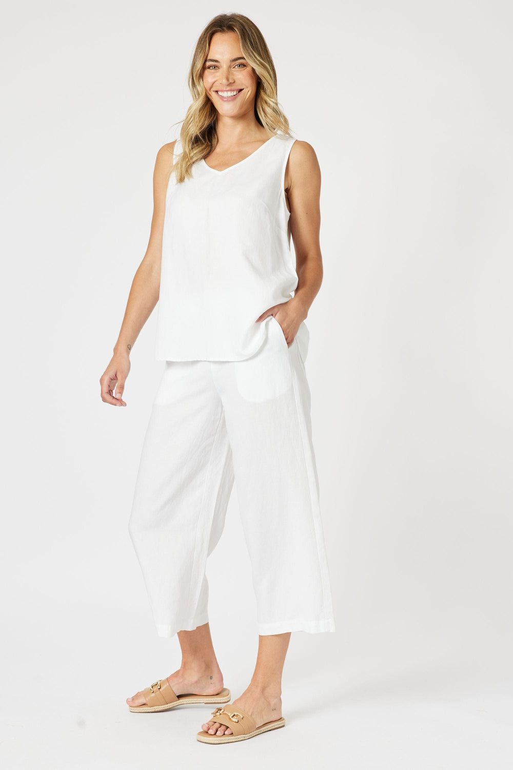 GORDON SMITH TOP LINO BUTTON BACK CAMI - 48122GS