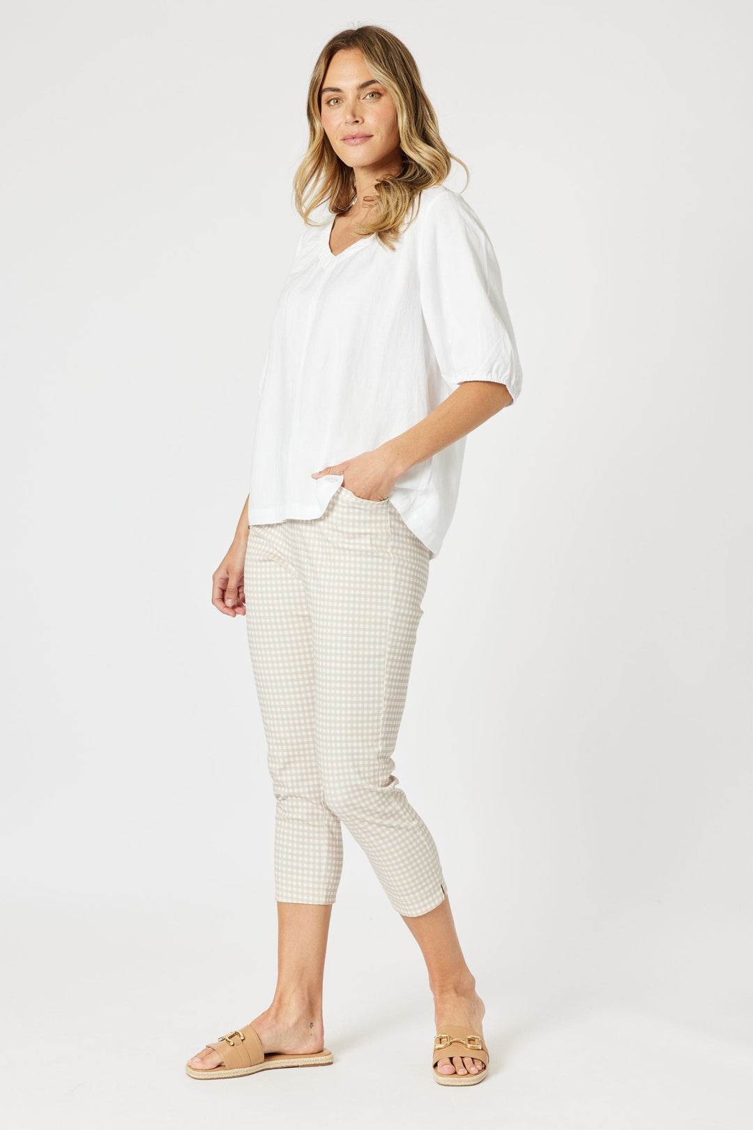 GORDON SMITH TOP LINO V NECK TOP - 48258GS