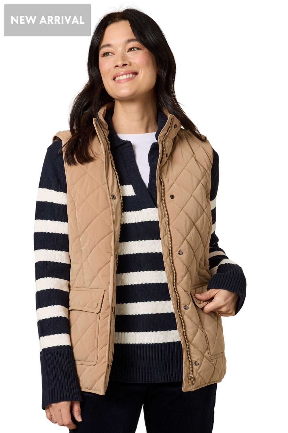 GORDON SMITH VEST 8 / CARAMEL HAMPTON QUILTED VEST - 48565GS