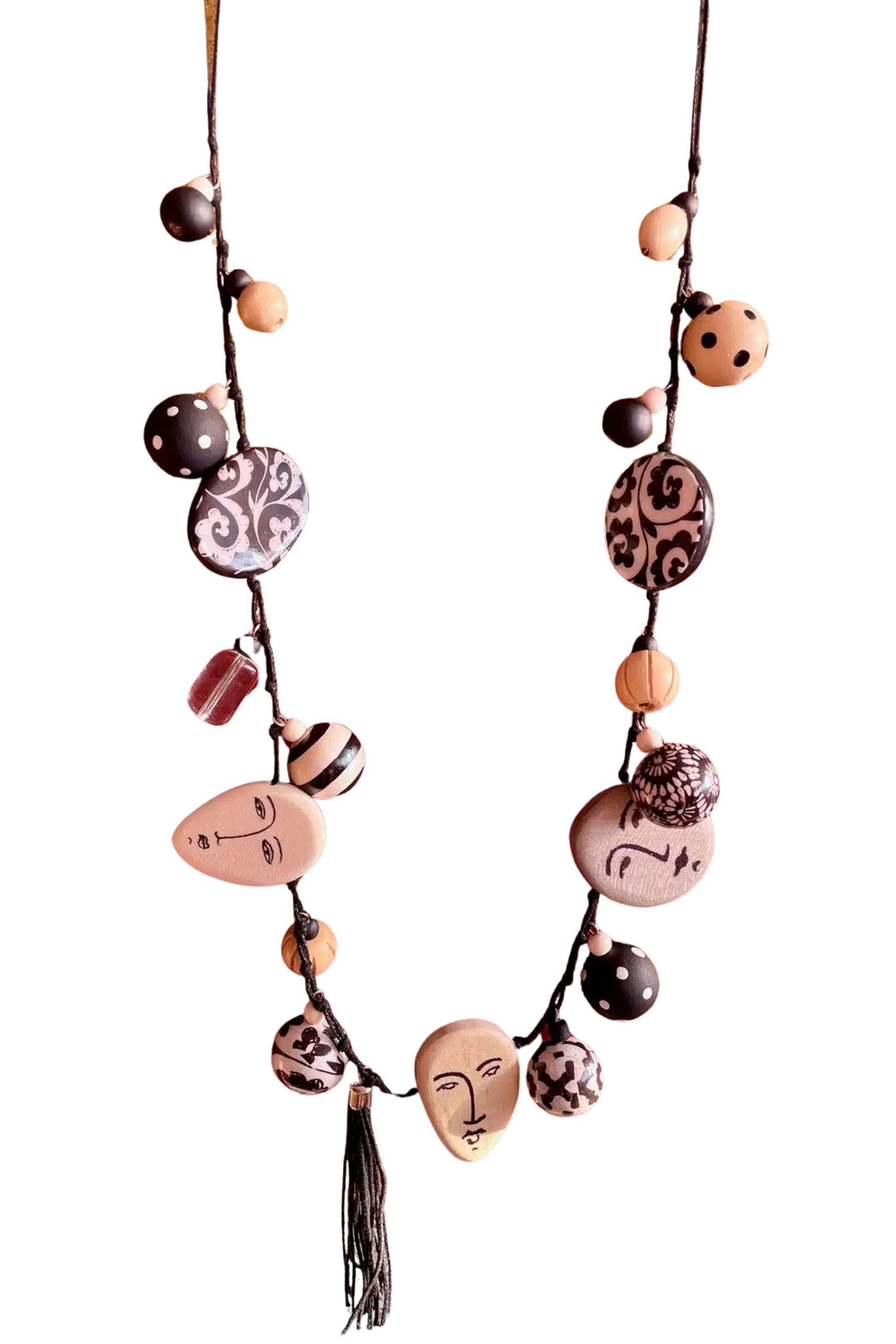 GYPSIANA JEWELLERY BLACK-WHITE BOBBLE NECKLACE - BOBN