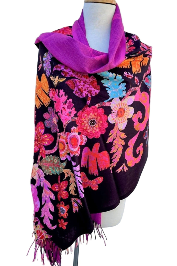 GYPSIANA SCARF BLACK DOUBLE SIDED WRAP - DSW