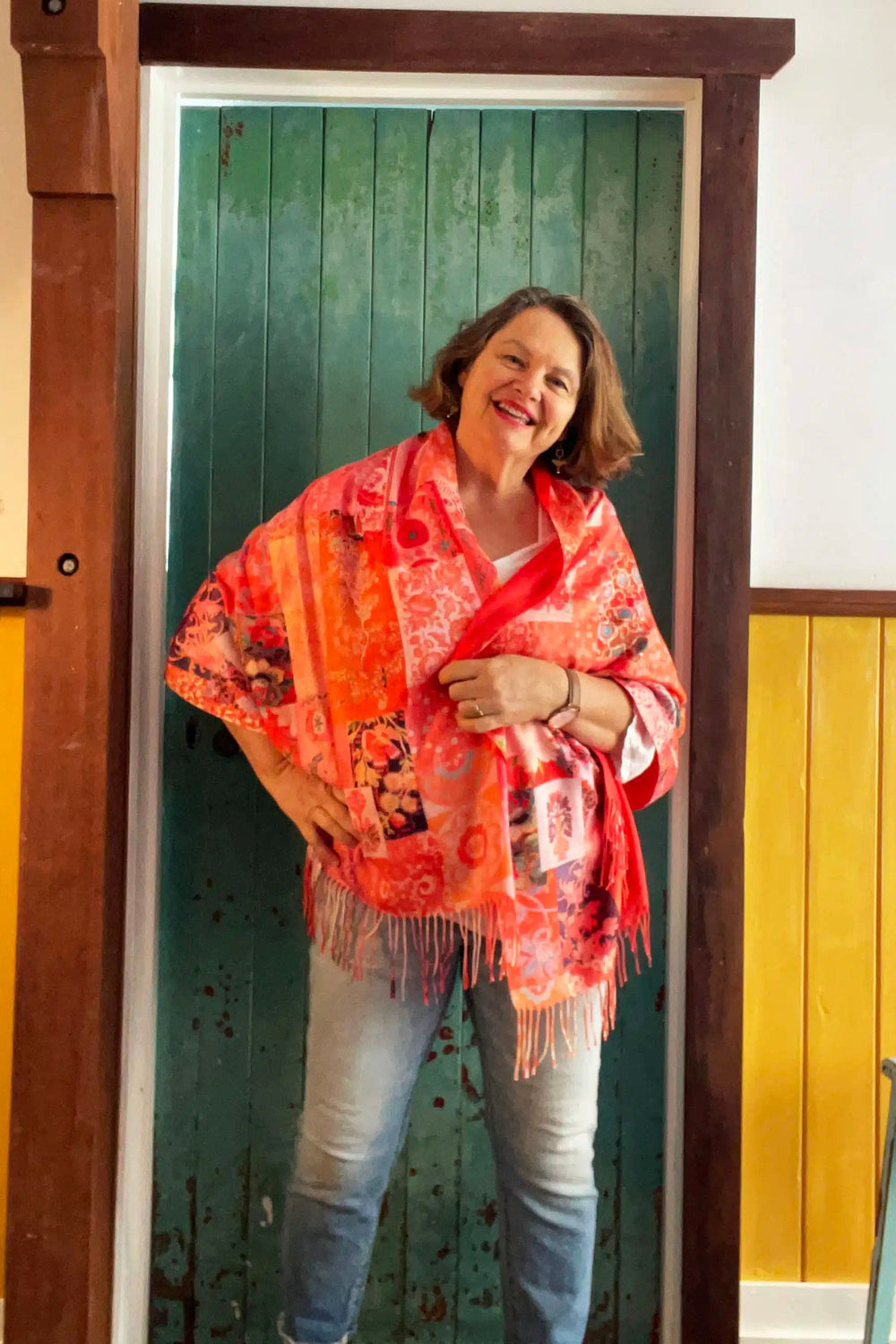 GYPSIANA SCARF ORANGE DOUBLE SIDED WRAP - DSW#150