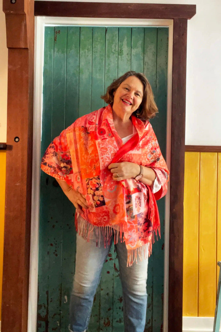 GYPSIANA SCARF ORANGE DOUBLE SIDED WRAP - DSW