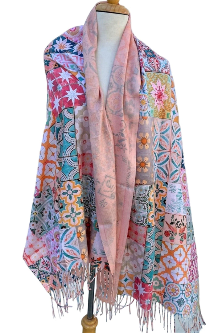 GYPSIANA SCARF PEACH DOUBLE SIDED WRAP - DSW