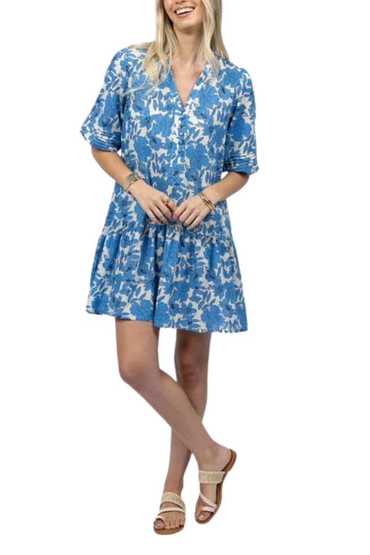 HUMIDITY DRESS XS / BLUE FLEUR SMOCK DRESS - HS25103