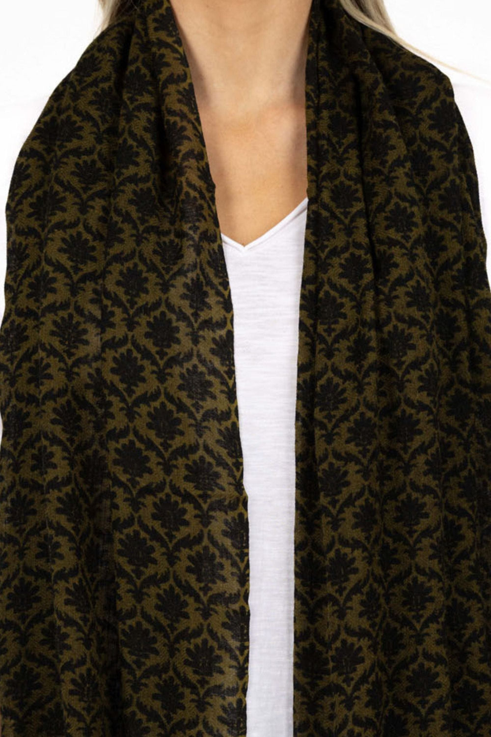 HUMIDITY SCARF KHAKI MOTIF SCARF - HSCA70