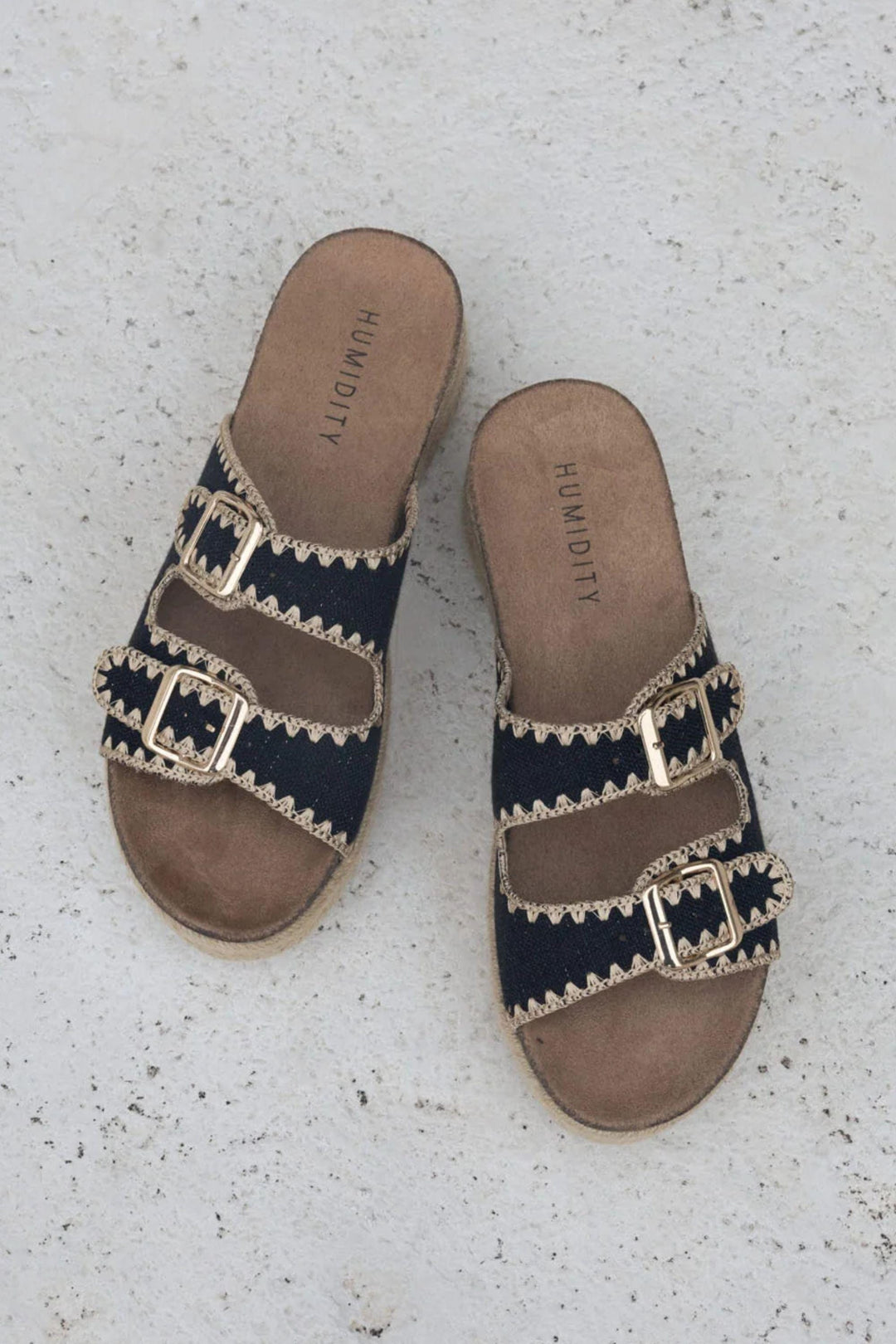 HUMIDITY SHOES 37 / BLACK LINEN SLIDE - HAS57