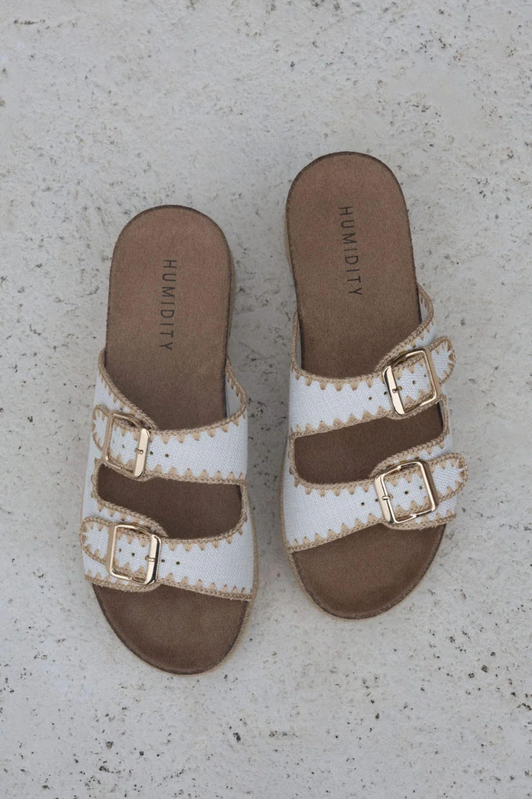 HUMIDITY SHOES 37 / WHITE LINEN SLIDE - HAS57
