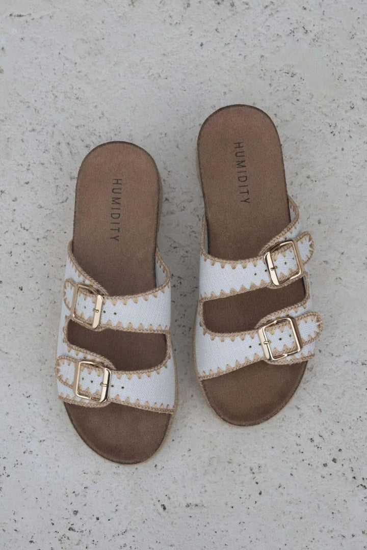 HUMIDITY SHOES 37 / WHITE LINEN SLIDE - HAS57