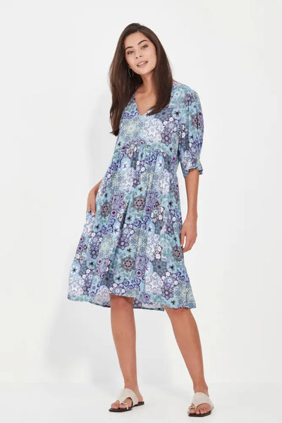 ILLUSION DRESS - 9962BR XS / BLUE DRESS