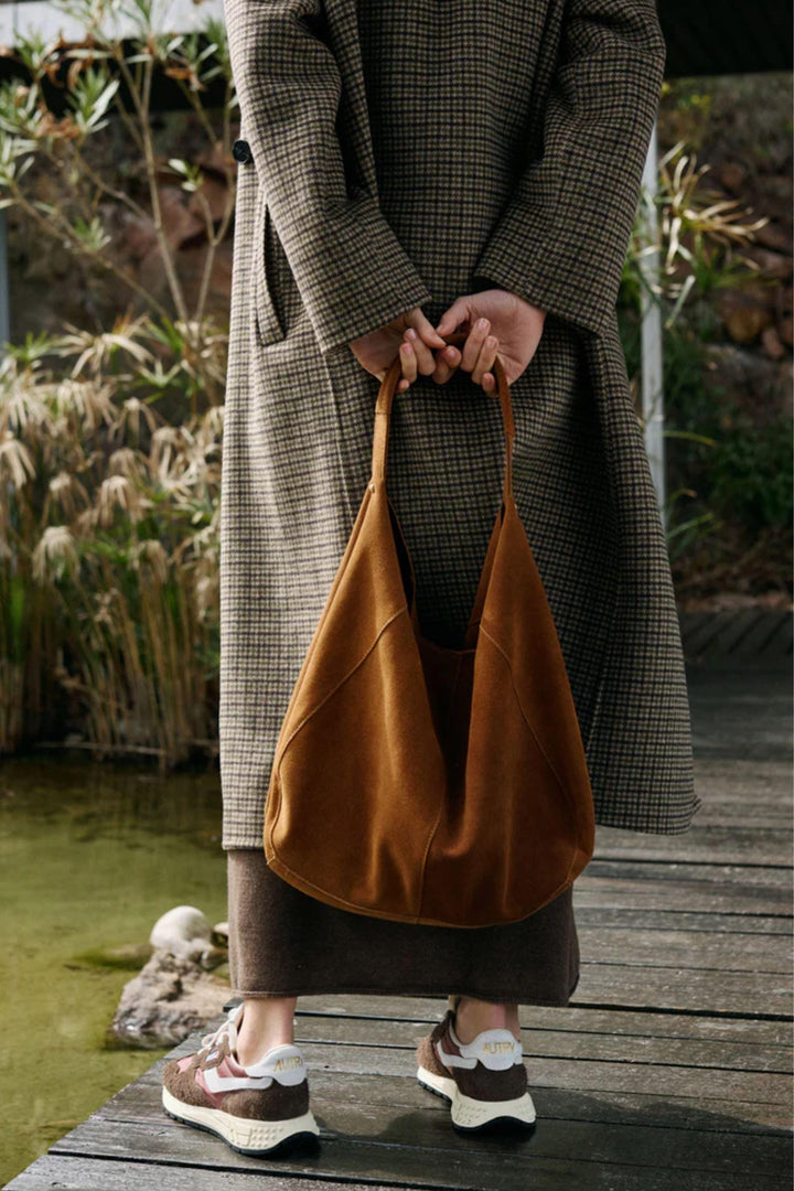 INDI AND COLD BAG TOBACCO SPLIT LEATHER TOTE BAG - RH730