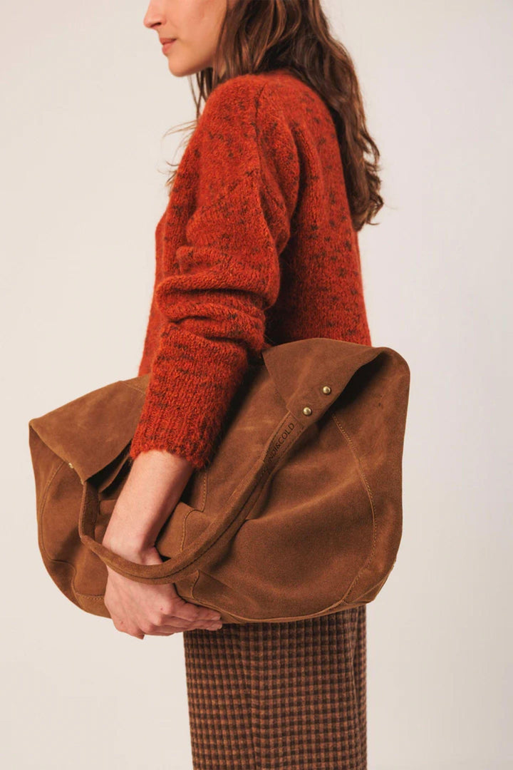 INDI AND COLD BAG TOBACCO SPLIT LEATHER TOTE BAG - RH730