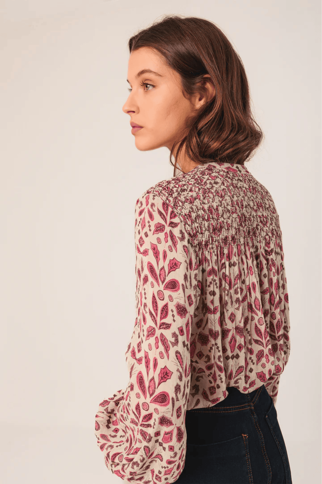 INDI AND COLD BLOUSE SMOCK DETAIL SHIRT - KI197