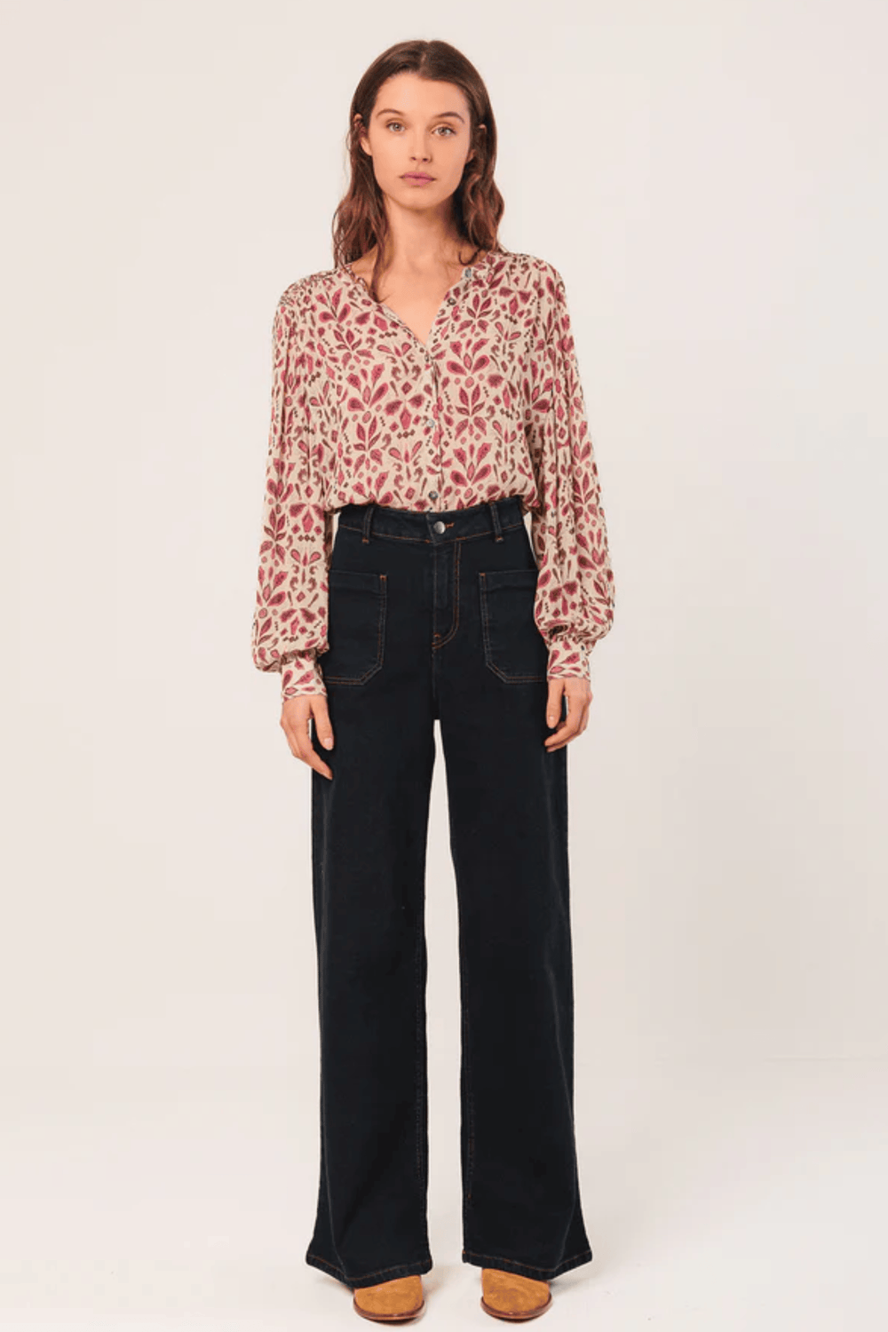 INDI AND COLD BLOUSE SMOCK DETAIL SHIRT - KI197