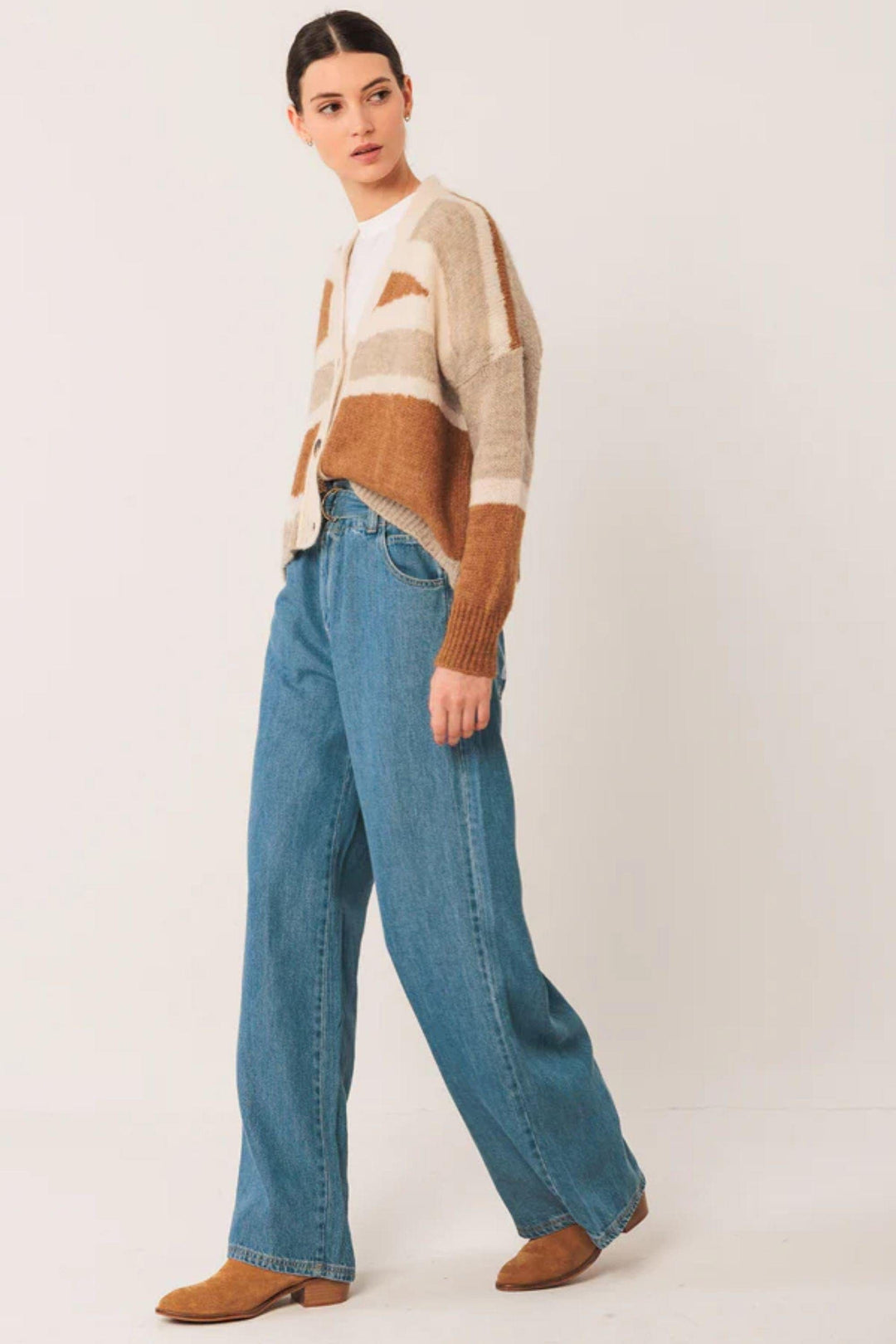 INDI AND COLD CARDIGAN INTARSIA ALPACA JACKET - EA535