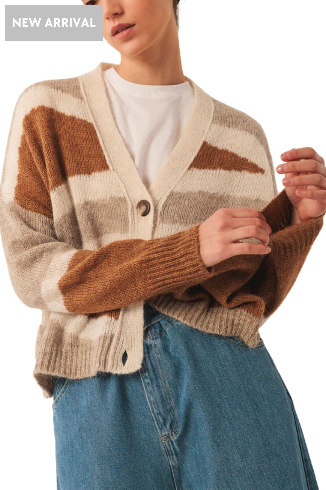 INDI AND COLD CARDIGAN INTARSIA ALPACA JACKET - EA535